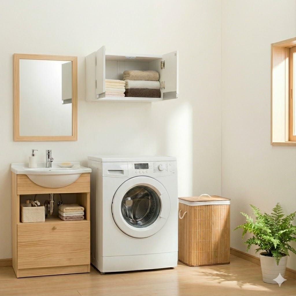 Amazon｜吊り戸棚 光沢仕上げ 幅60cm ホワイト 日本製｜ランドリー収納